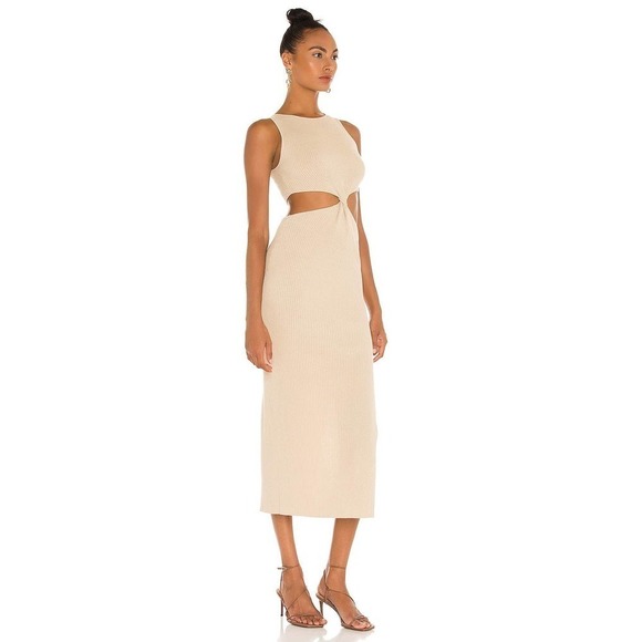 BEC&BRIDGE Sand Riviera Knit Twist Midi Dress Size 8 NWT - Picture 3 of 12
